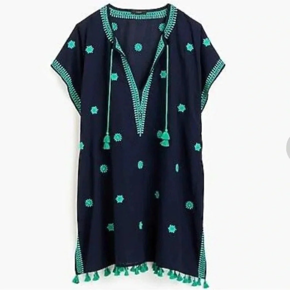 J.Crew Embroidered Indian cotton beach tunic vacation beach pool summer size M - Picture 7 of 7